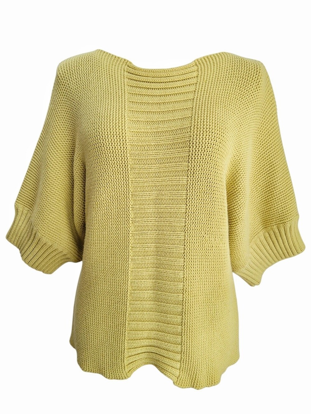 St. John Yellow Silk Blend Textured Knit Dolman Sleeve Sweater Top Size Small